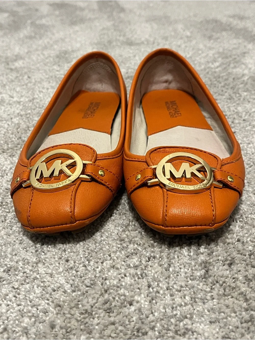 Michael Kors Orange Leather MK Logo Ballet Flats